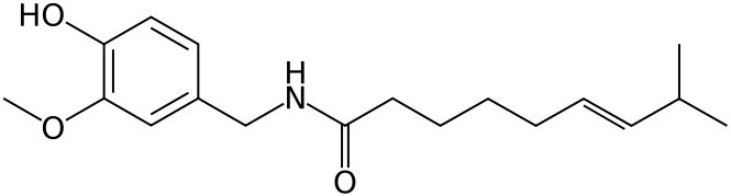 The chemical structure of capsaicin. Source: https://en.wikipedia.org/wiki/Capsaicin