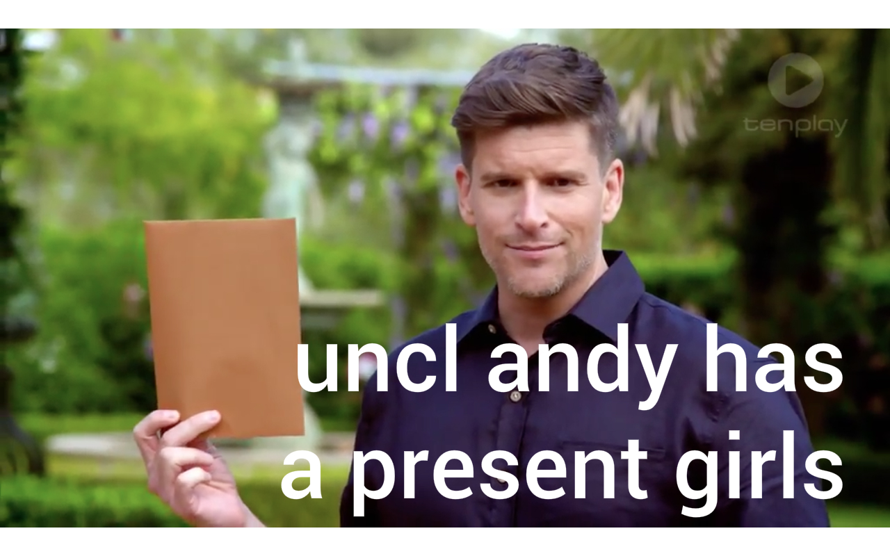 My favourite uncle Andy supplying the girls with the goods. Source.