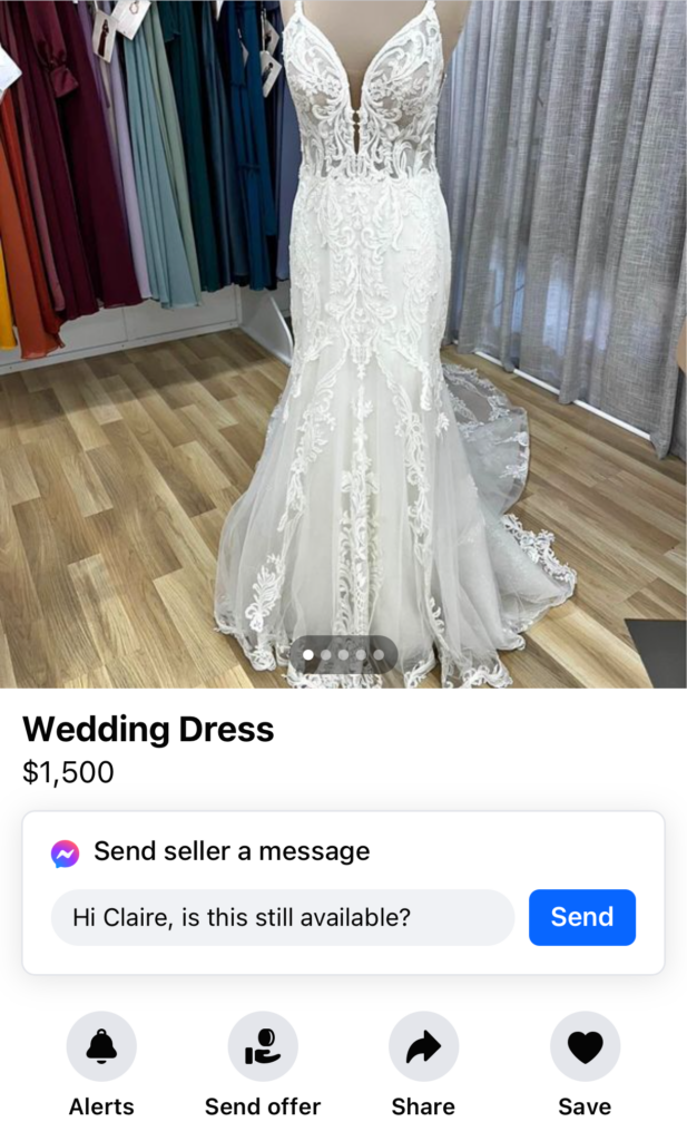 Claire from Farmer Wants A Wife lists her dress