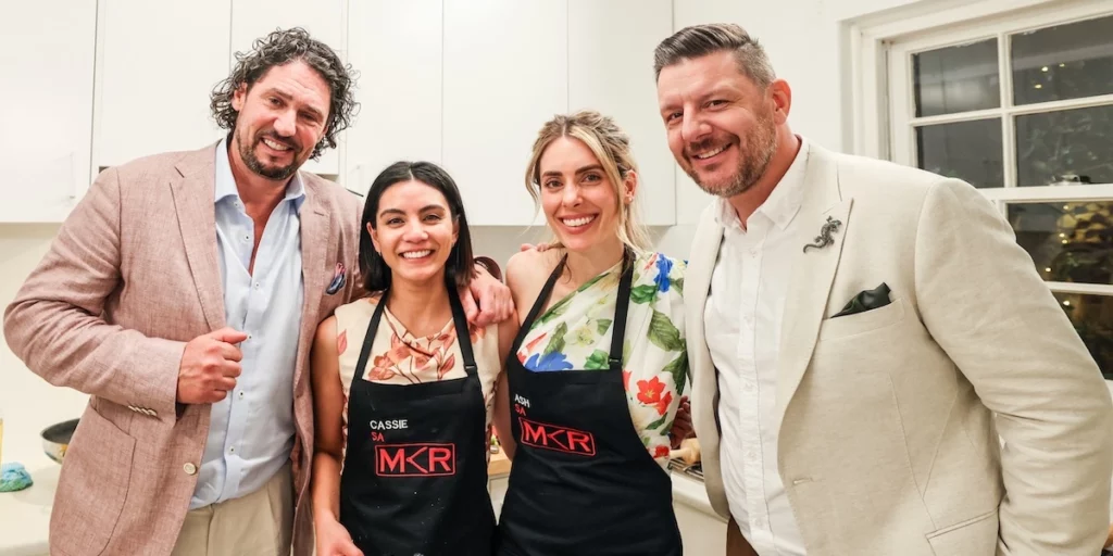 Ash and Cassie with Manu and Colin on MKR