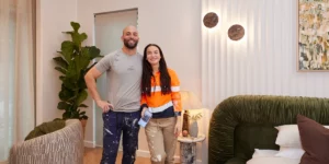 Courtney and Grant in their main bedroom.