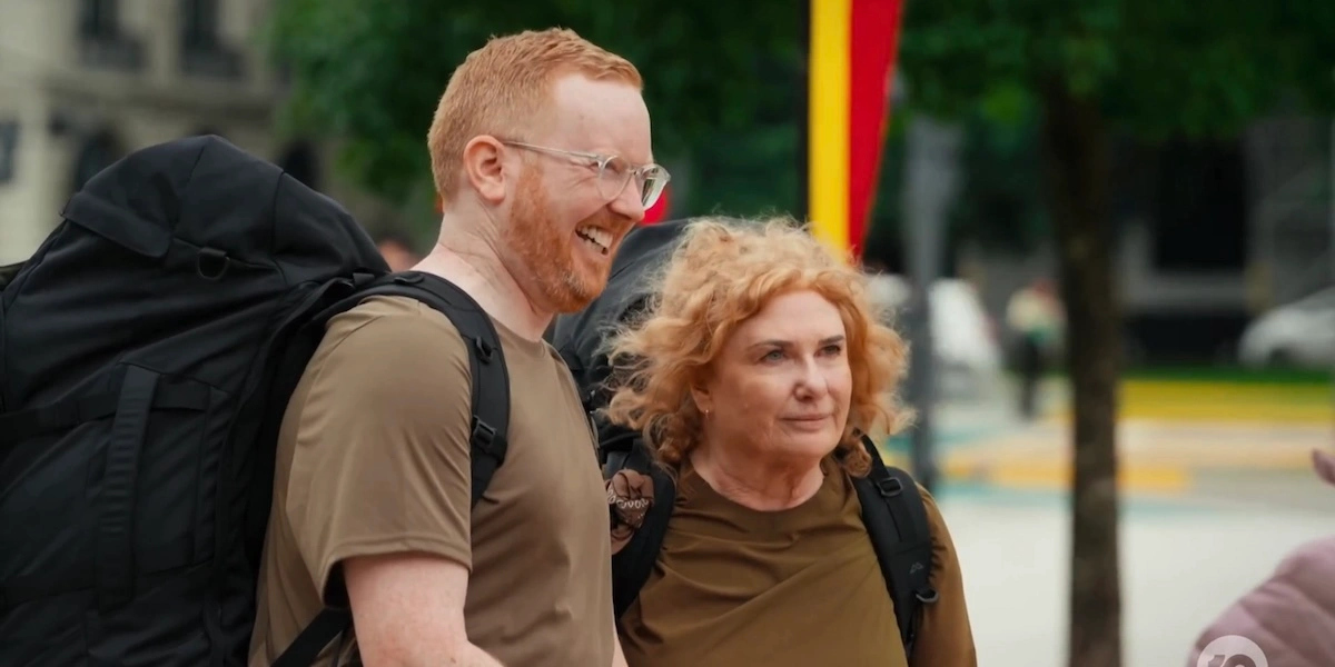 Luke and Julie at The Amazing Race finish line