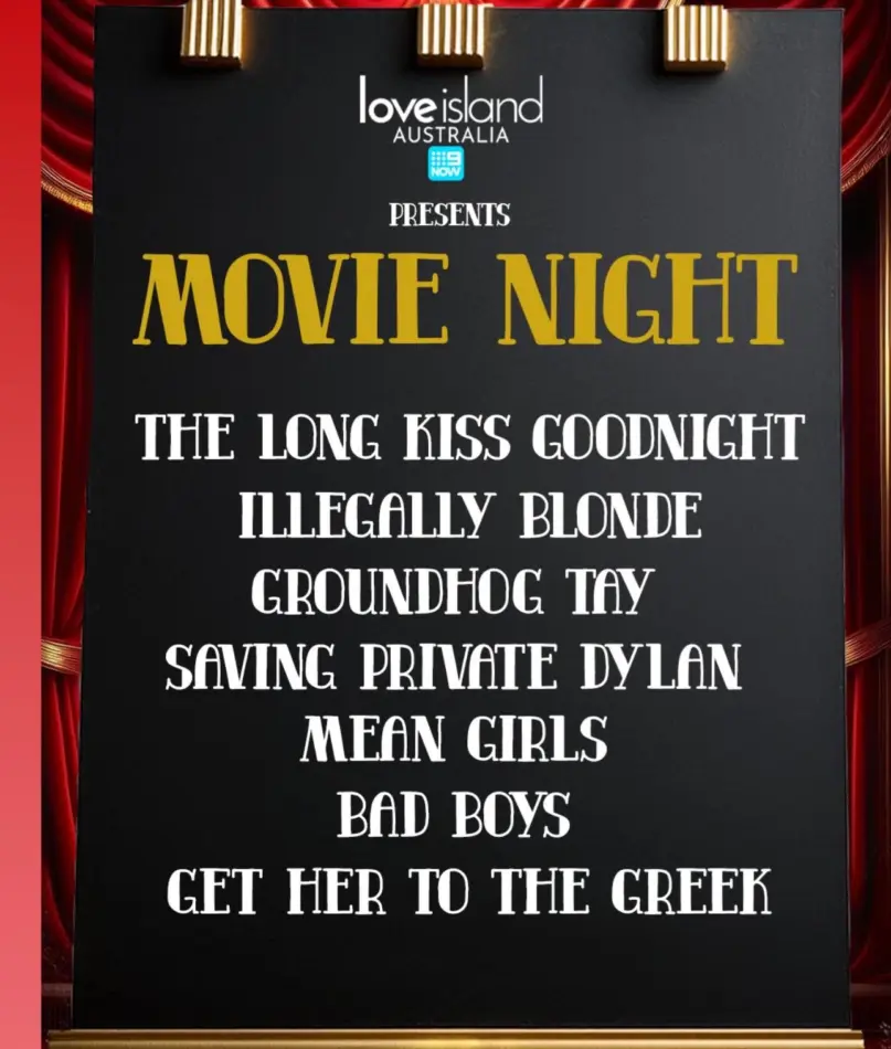 List of the Love Island Australia movie night titles