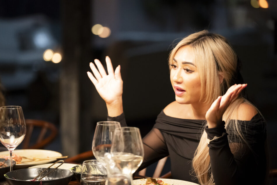 Awhina telling the table about Adrian's actions on MAFS 2025 this week. 