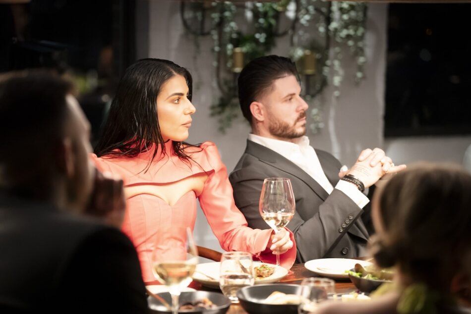 Paul and Carina tell the table what happened during a MAFS dinner party. 