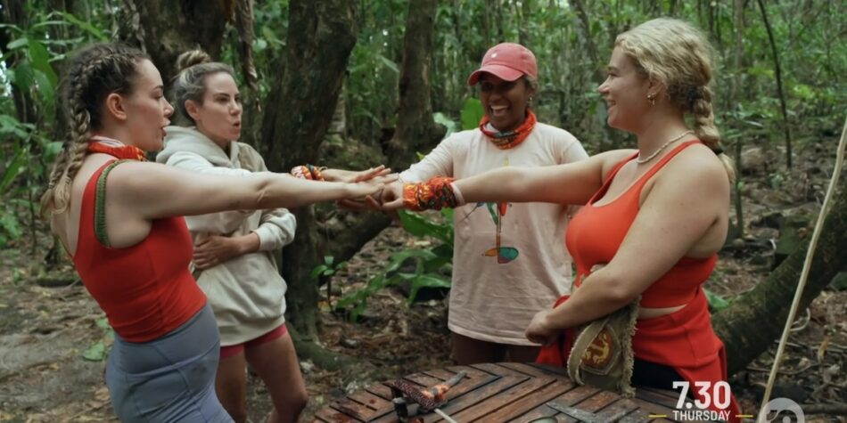 Logan, Zara, Karin and Laura making the Coven alliance.