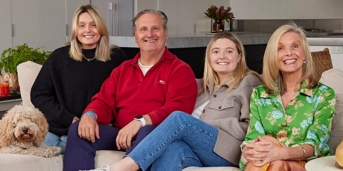 Kate, Matt, Holly and Millie Dalton on the couch for the GoggleBox Season 20 promo