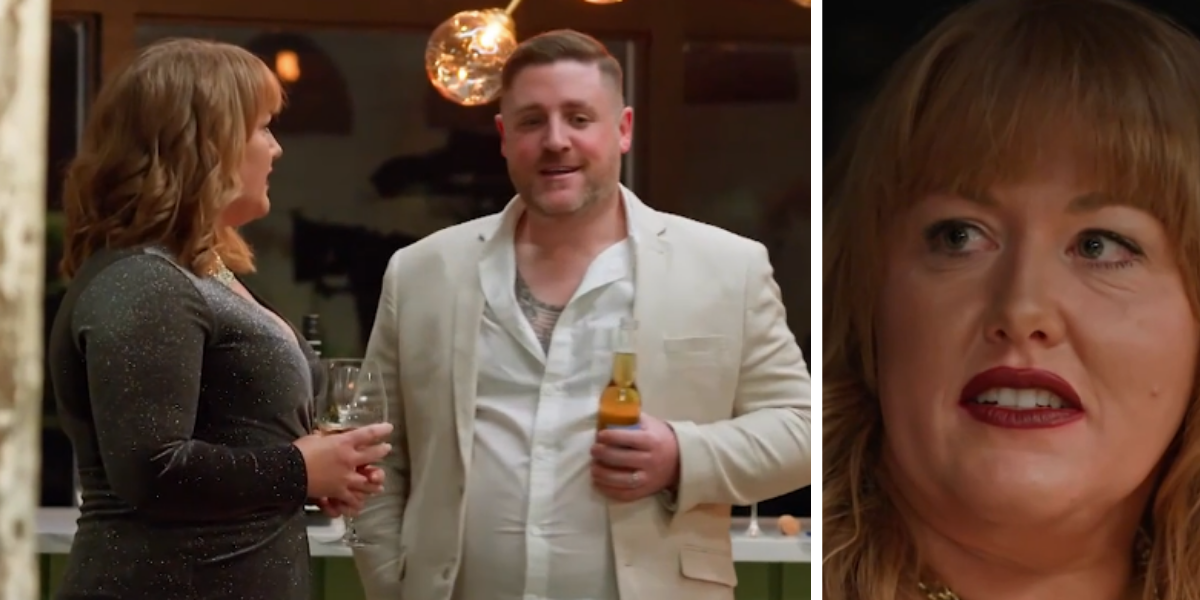 Tim and Katie during the MAFS episode 6 dinner party