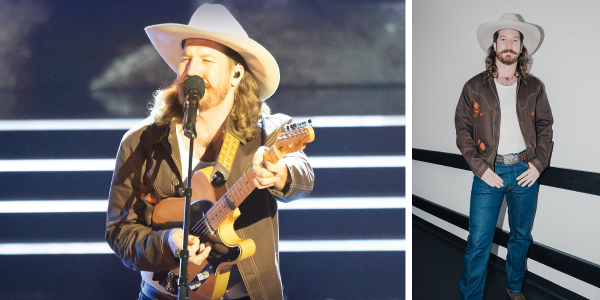 Jake Whittaker from Australian Idol 2025: performing on stage (left) and posing in a hallway (right)