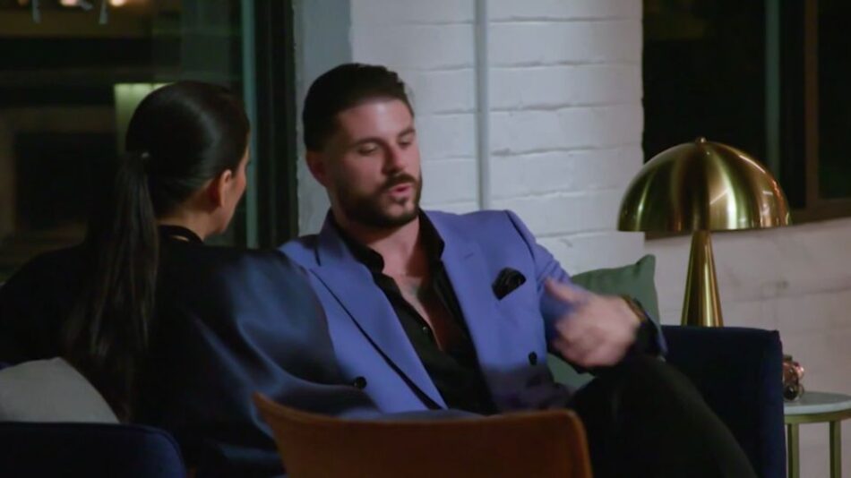 Paul and Carina argue during the MAFS dinner party. 