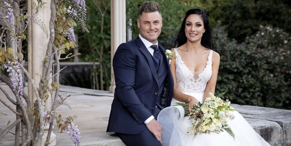 Vanessa and her MAFS husband Chris at their wedding.